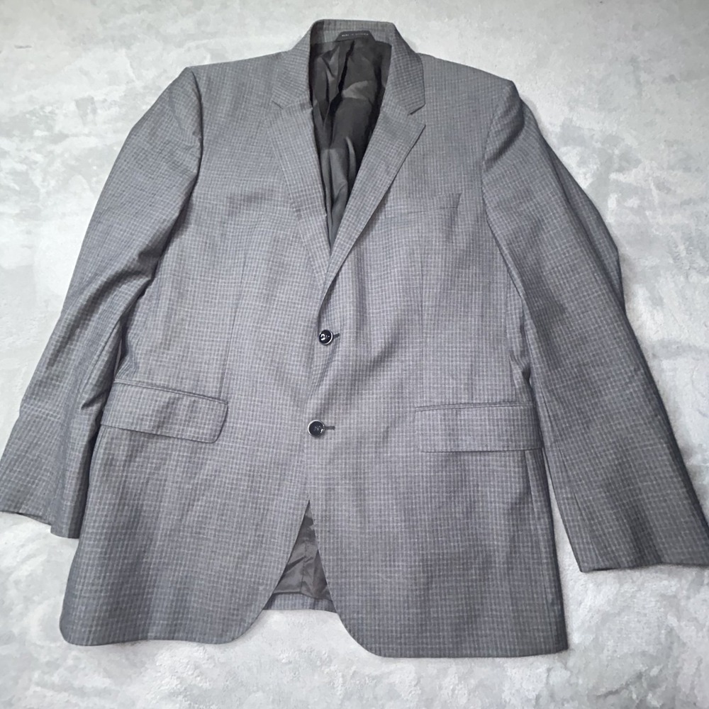 Hugo Boss Blazer Mens 42R Short  Gray Plaid Super 130 Wool Guabello Micro Check